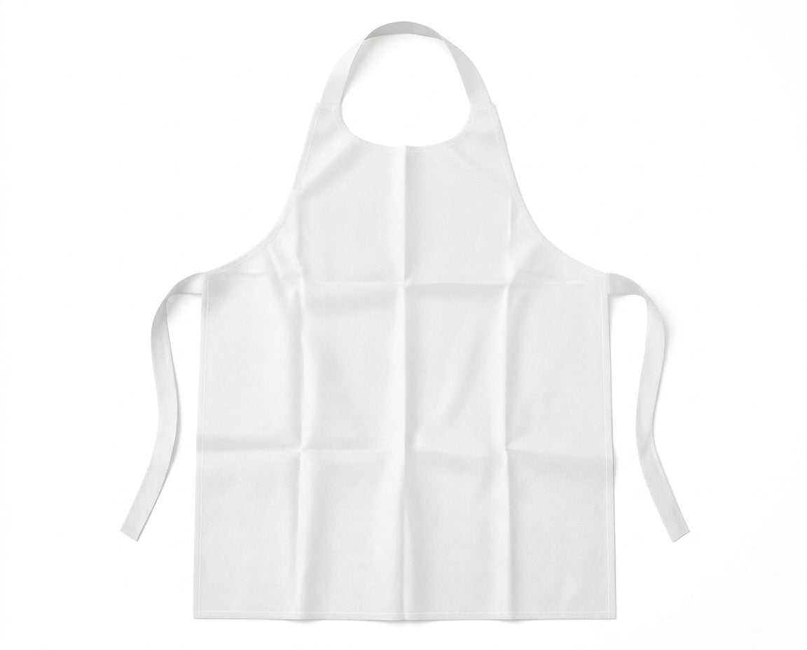 Disposable Aprons White - Waterproof Plastic / Non-Woven, Pack of 100 - Protective Aprons for Care, Medical & General Use