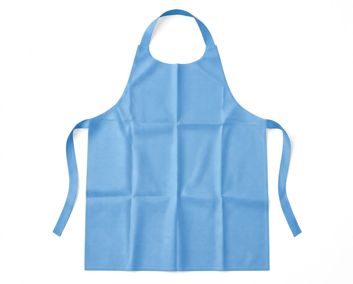 Disposable Aprons Blue - Waterproof Plastic / Non-Woven, Pack of 100 - Protective Aprons for Care Homes, Medical & Catering Use