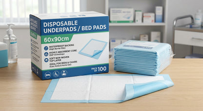 Disposable Underpads / Bed Pads 60x90cm - Waterproof Backing, Highly Absorbent for Beds & Chairs (Care Home & Home Use)